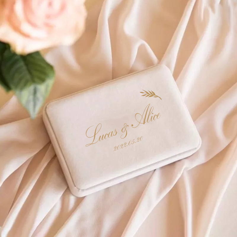 Custom Flanellen Sieraden Doos Ketting Ring Earring Nail Armband Sieraden Doos Boxs Voor Bruid Bruidsmeisje Bruiloft Sieraden Doos