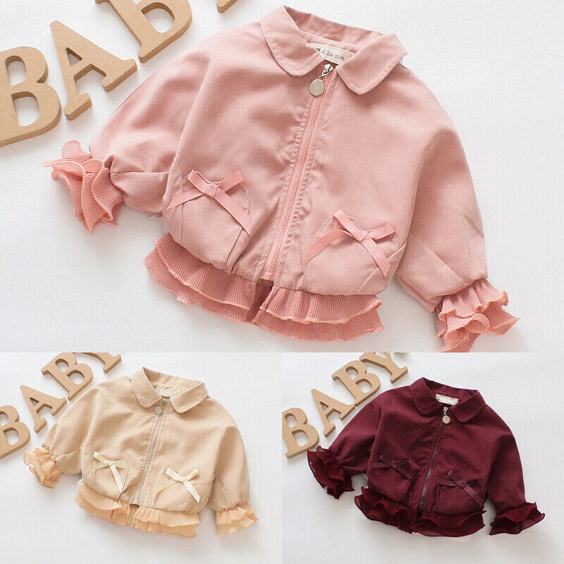 Baby Peuter Kids Baby Meisje Bovenkleding Rits Jassen Lente Herfst Winter Jassen Boog Zoete Kleding Schattige Prinses Outfits