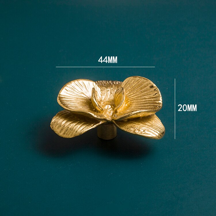 Amerikansk stil retro lys luksus messing håndtag skuffeskab dør rent kobber guld enkelt hul blomsterhåndtag