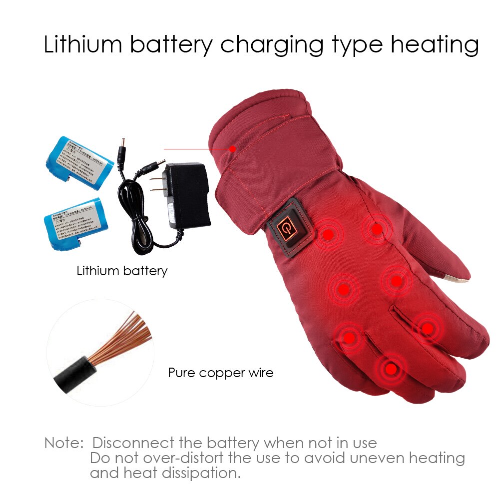 Women Electric Heated Gloves Waterproof Adjustable Temperature Lithium Battery Powered Glove For Outdoor Ski Motorcycle Cycling