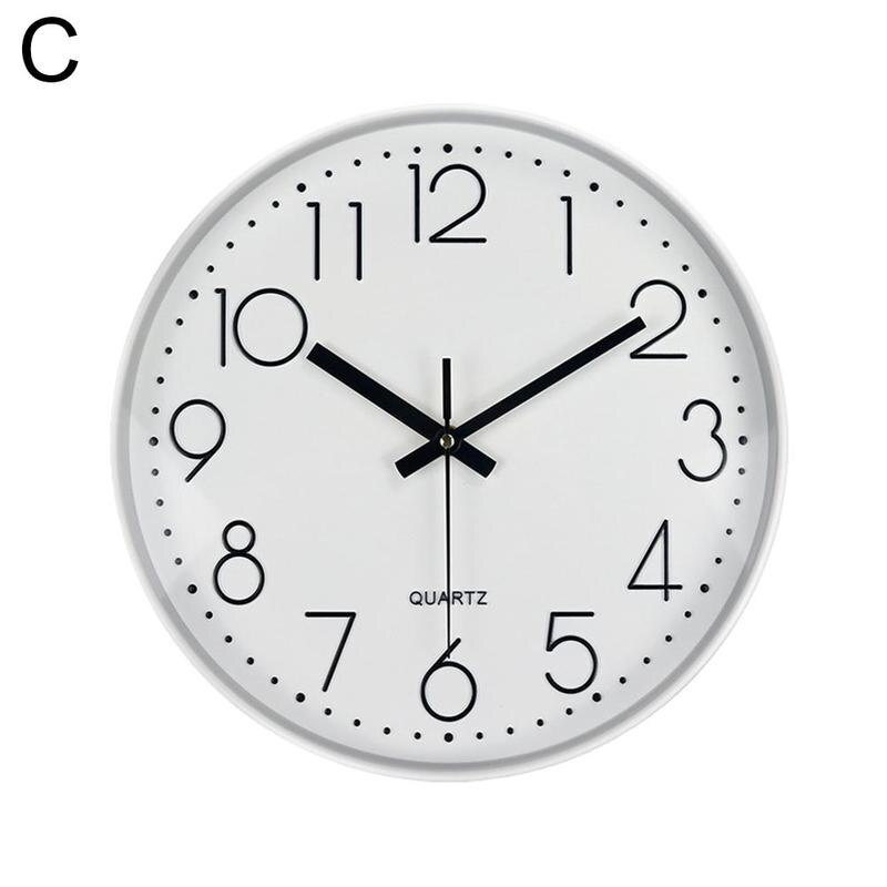 Świecący zegar okrągły zegar cyfrowy cichy zegarek kwarcowy 10 ''zegary ścienne proste wiszące zegary ścienne dekoracja robić domu robić sypialni: C