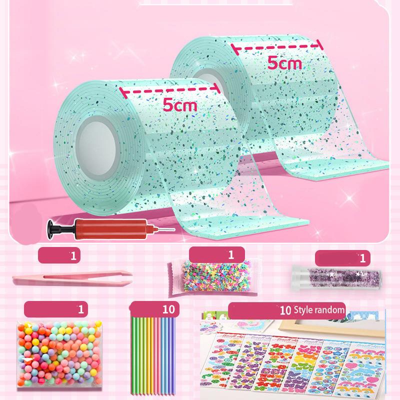 DIY artesanía pellizco juguete hacer juego de cintas de burbujas soplables sin marcar adhesivo de doble cara reutilizable Color Kit de Nano cinta adhesiva alta: Transparente