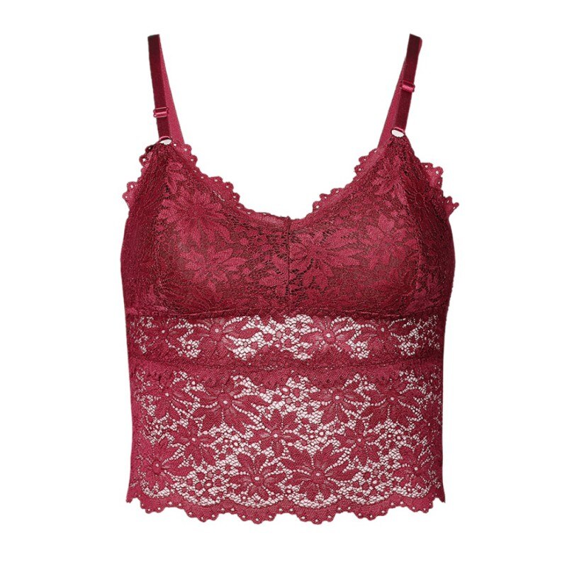 Vrouwen Hollow Lace Mesh Zomer Hemden Zachte Uitneembare V-hals Tops Lace Camis Tops: Rood