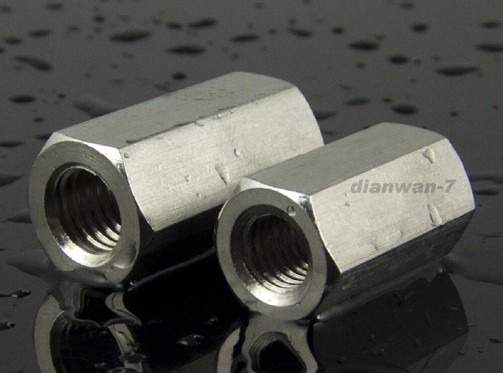 M12 304 Stainless Steel Coupling Nut, Hex Rod Coupling Nut Low Carbon Steel, 2 pcs