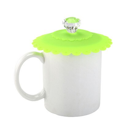 AIHOME-Tapa de copa de diamante de silicona reutilizable a prueba de polvo, tapa de aislamiento, tapa de aislamiento térmico para taza: Green