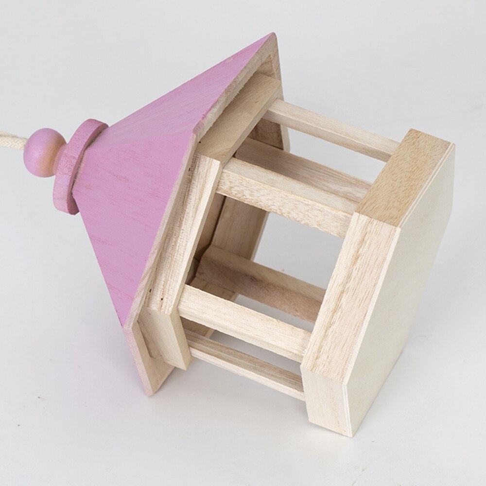 Outdoor Wooden Bird Feeder Garden Wooden Bird House Food Container Feeder With Hanging Rope /Blue ^_^