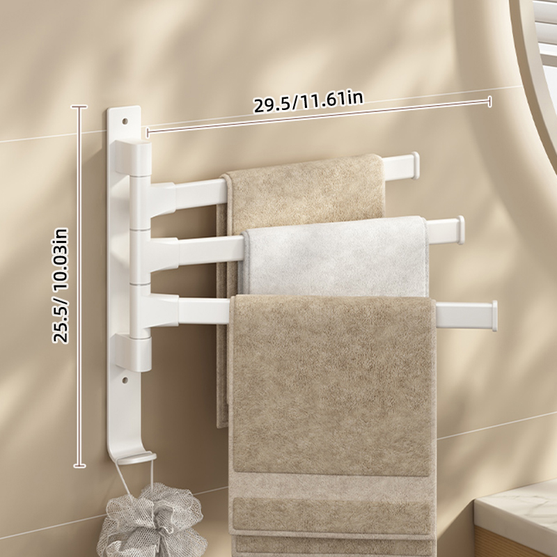 180° Rotatable Towel Holder Space Aluminum Shower Room Towel Hanger Multifunctional Storage Organizer For Bathroom Accessories: Red