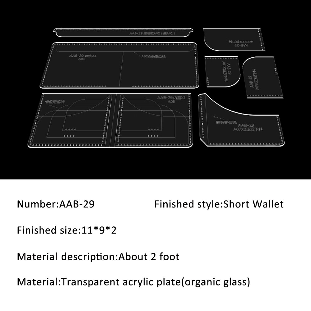 DIY leder handwerk Universal- kurze brieftasche cardbag vorlage geldbörse schablone aufbringen
