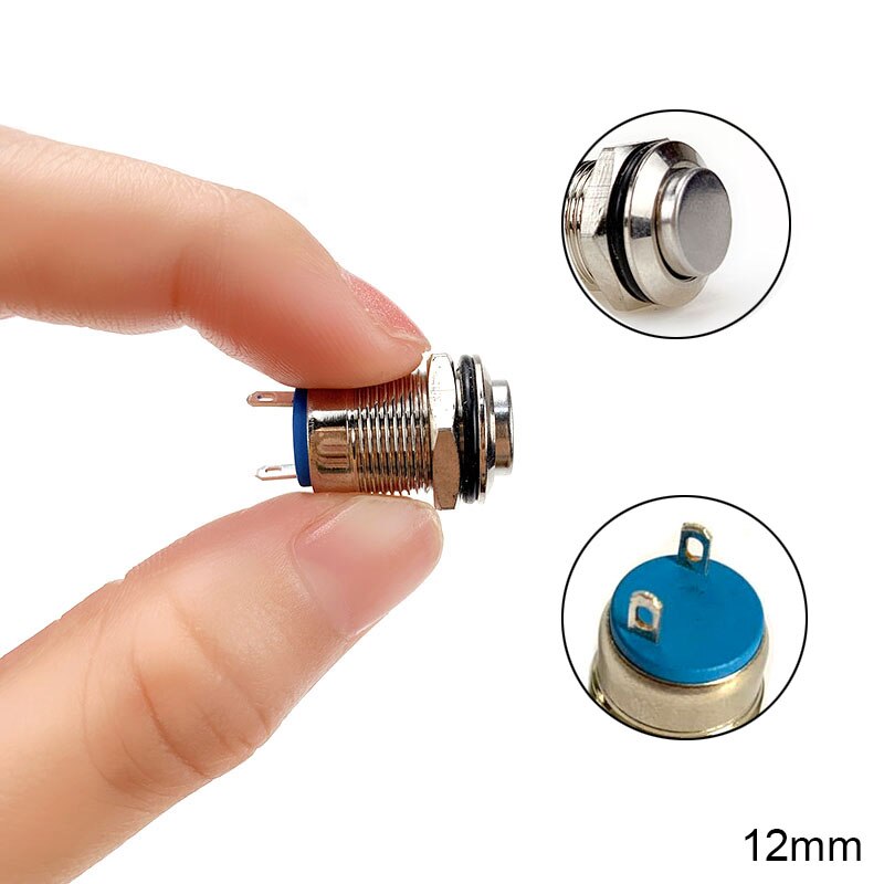 12mm Metal Push Button Switch Momentary Short Style Waterproof Self-reset Locking Latching IP67 NO High/Flat/Round Shape: High Reset
