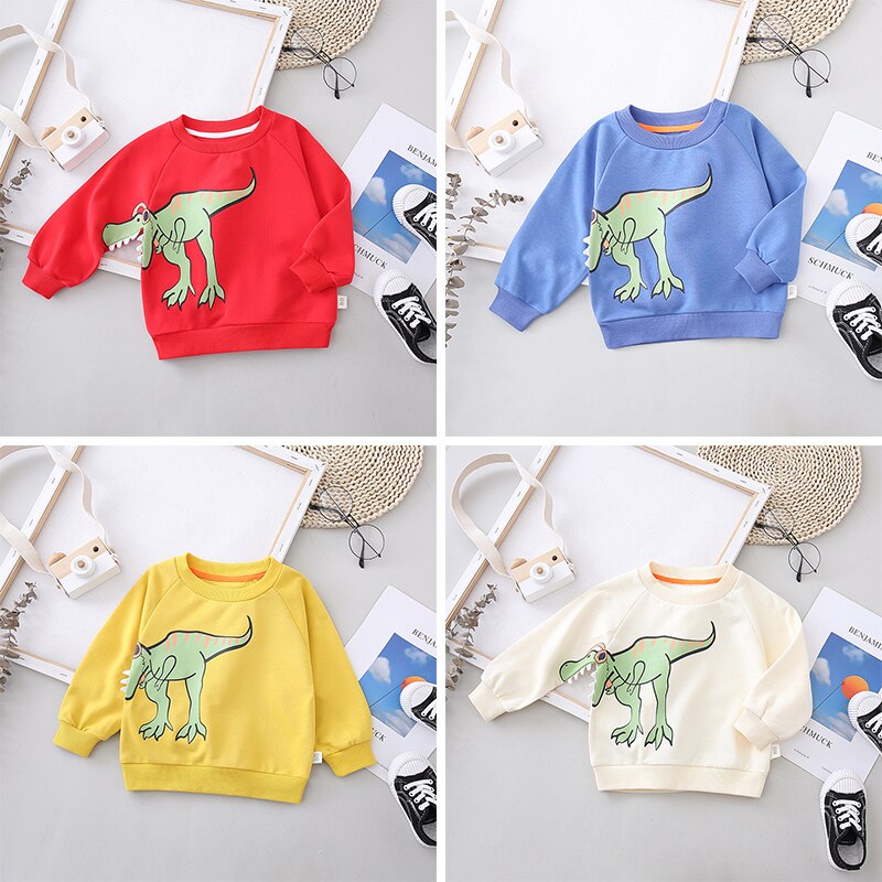 Tyrannosaurus Rex Sweatshirt Crew Neck Cartoon Children's Dinosaur Tops Boys Sweatshirt