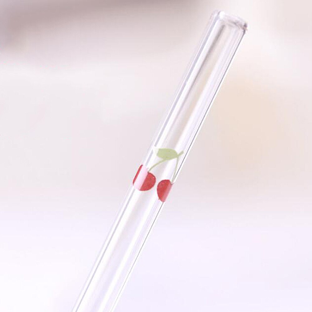 Glass Water Drinking Straws for Birthday Party Reusable Heat Resistant Environmental Printed Drink Straw Kitchen Bar Accessories: green