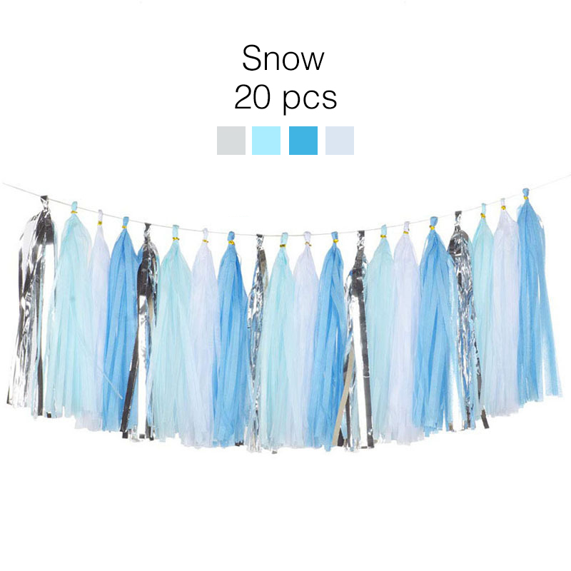 15-30 Uds. Conjuntos de guirnaldas de borlas de papel tisú Multicolor DIY Baby Shower aniversario de cumpleaños decoración de boda manualidades: Azul oscuro