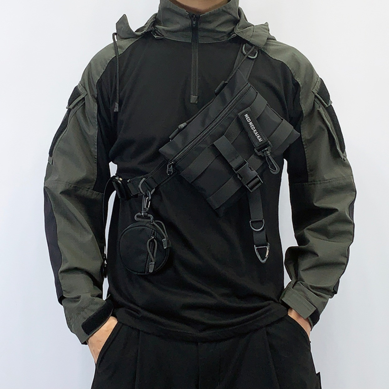 Techwear Stil Punk Hüfte hüpfen Brust Tasche Taktische Taille Gürtel Tasche Männer Frauen Multi Funktion Straße lässig Sport Crossbody Schlinge Tasche