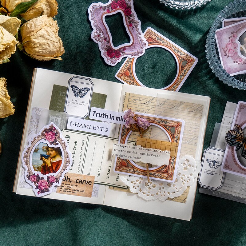 Jkapagzy 10 pezzi Hollow goffrato Photo Frame Materiale carta spazzatura diario planner scrapbooking carta decorativa vintage artigianale cartoncino