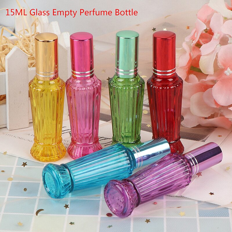 Mini bouteille de parfum en verre coloré de 15ml, épais, vide, emballage cosmétique, rechargeable