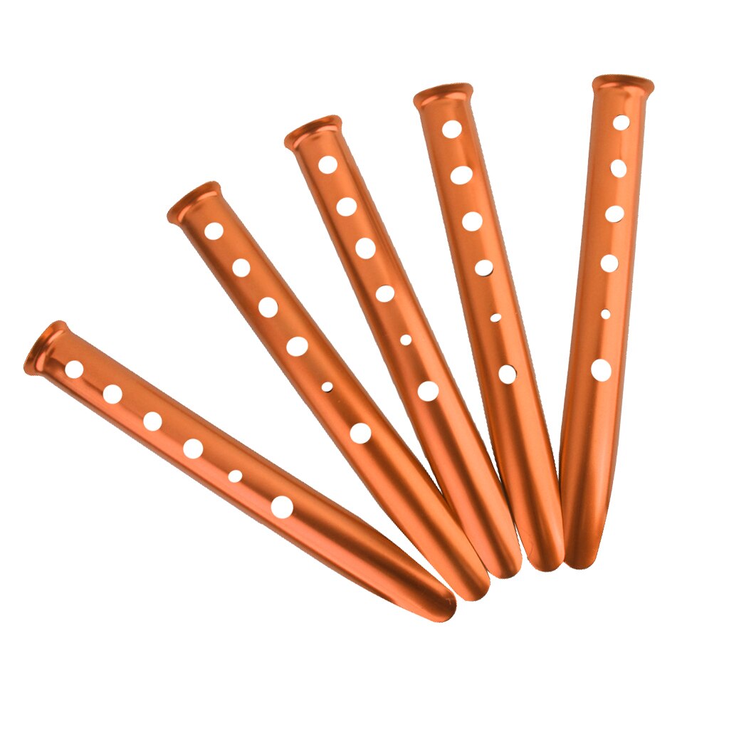 5 X Orange Aluminium Alloy Camping Hiking Trip Tent Pegs Stake Nail 31cm- Random Color