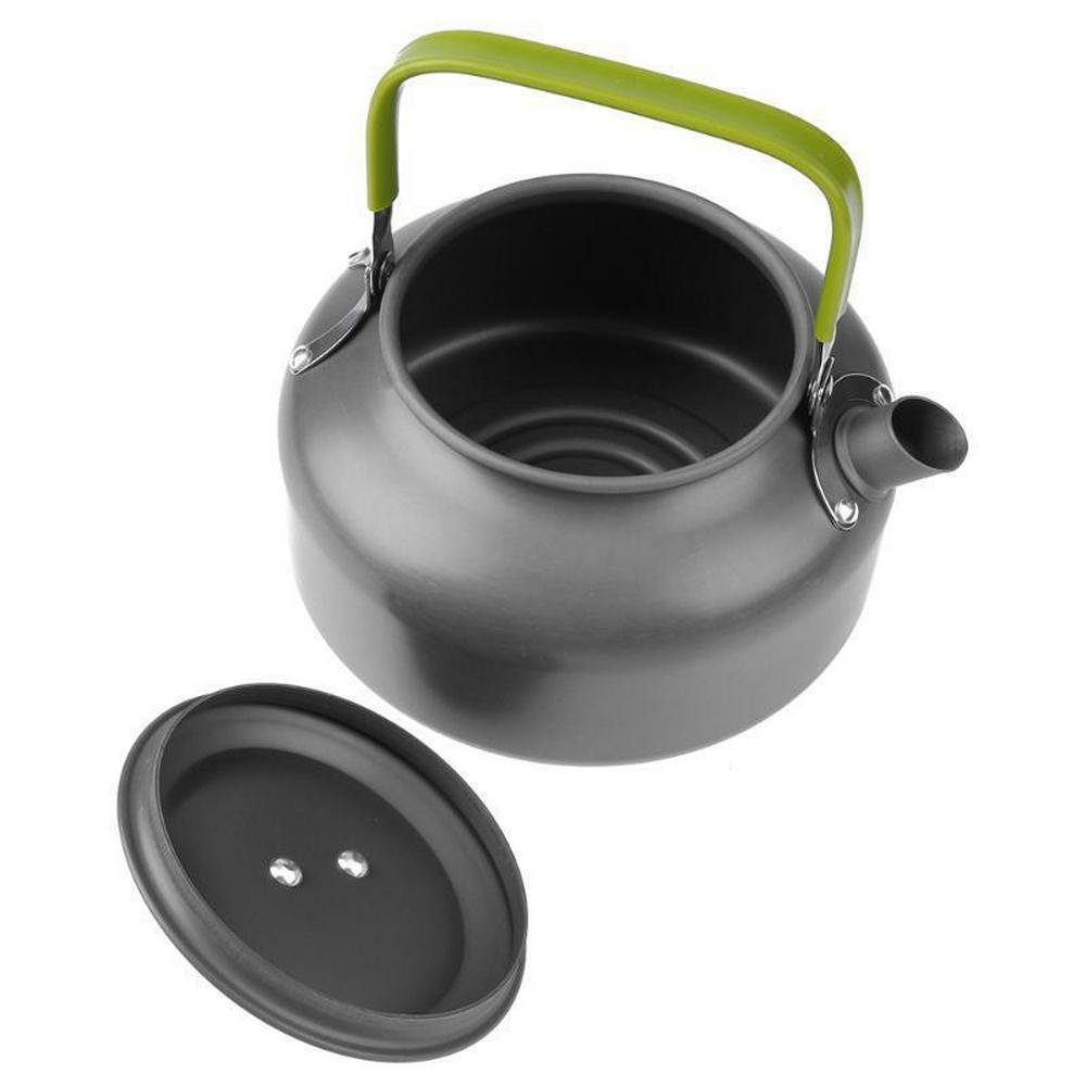 2-3 Person Outdoor Camping Portable Tableware Ultralight Cookware Utensils Hiking Picnic Backpacking Tableware Pot Pan Non-stick: Green