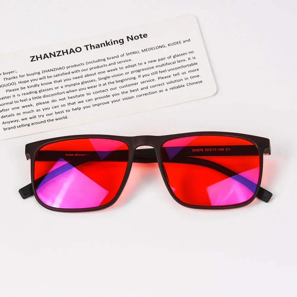 Óculos bloqueadores de luz azul SHINU com lentes vermelhas protegem seus olhos de tensão digital Óculos de bom sono Homens Lente de olho vermelho
