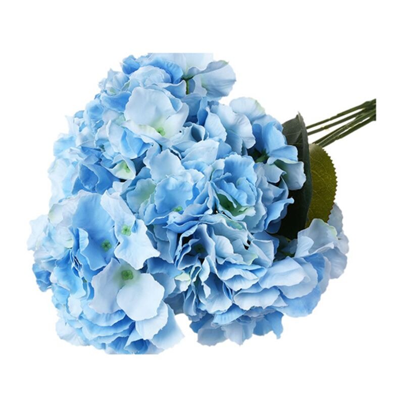 Artificial Hydrangea Flower 5 Big Heads Bouquet (Diameter 7" each head) Blue