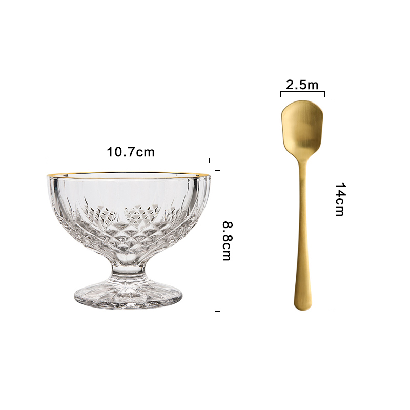 Taza para helado de vidrio con encaje de phem , taza transparente con cristal de arena para postre, taza para ensalada, batidos de frutas, té, Copa familiar: A-7
