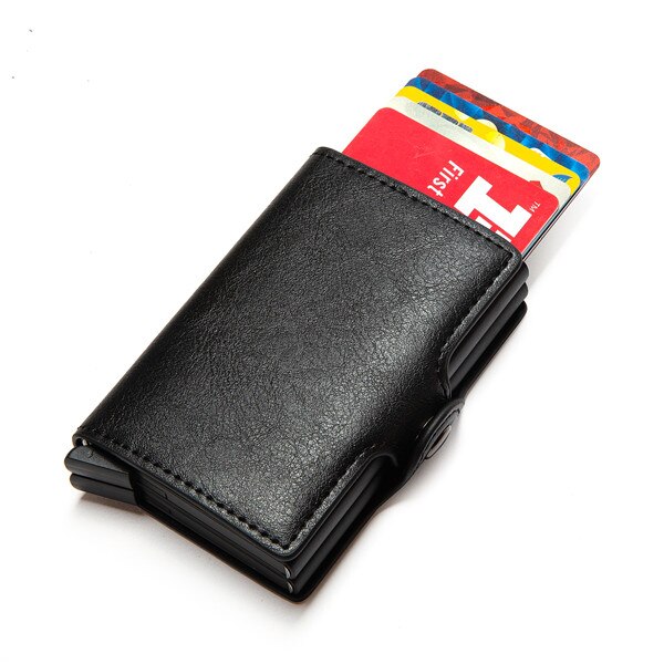 Unisex Metal Blocking RFID Wallet ID Card Case Aluminium Travel PurseWallet Business Credit Card Holder Wallet: Black 9768