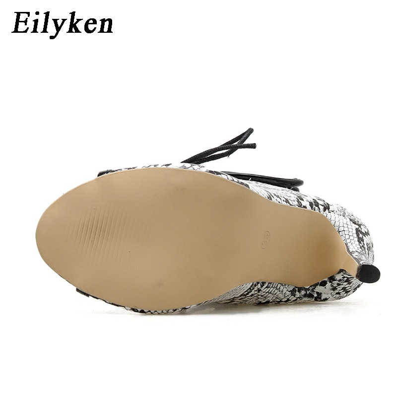 Eilyken slangeprint efterårsstøvler sandaler kvinder høje hæle peep toe ankel støvletter nitte kvinde støvler str. 35-40