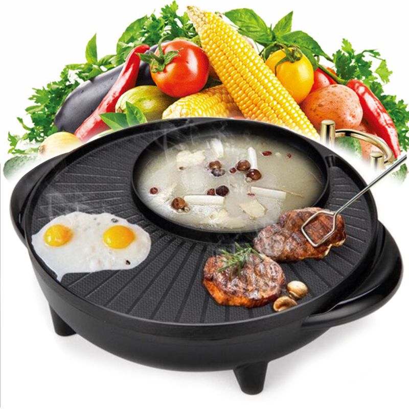 2 In 1 Barbecue Pot Elektrische 1700W 220V Multifunctionele Home Party Non Stick Bbq Grill pan