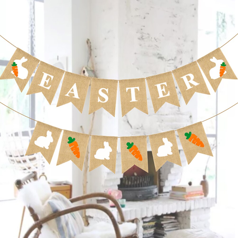 2pcs Easter Party Banner Easter Theme Festival Banner Easter Flag Banners Pendant