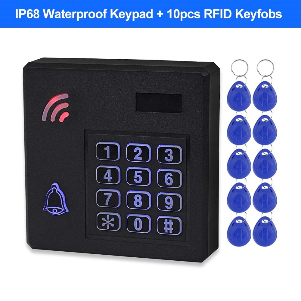 Système de contrôle d&#39;accès étanche IP68, clavier RFID extérieur WG26, contrôleur d&#39;accès, étanche à la pluie avec claviers 125khz pour la maison: With Keyfobs