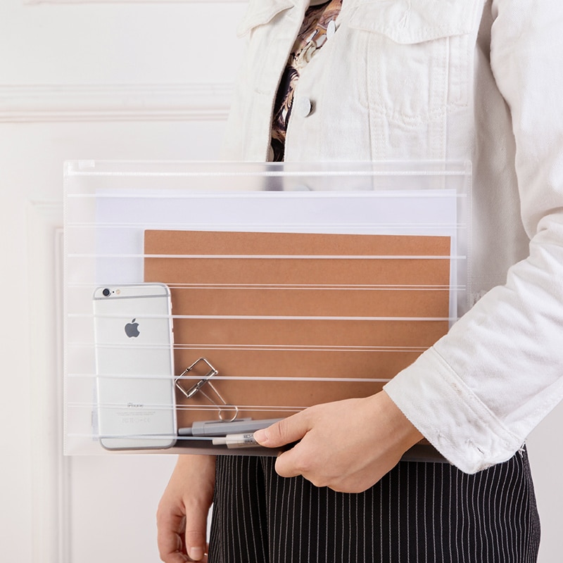 1 PC frosted transparent document bag simple document file acceptance bag test paper bag filing products school office supply