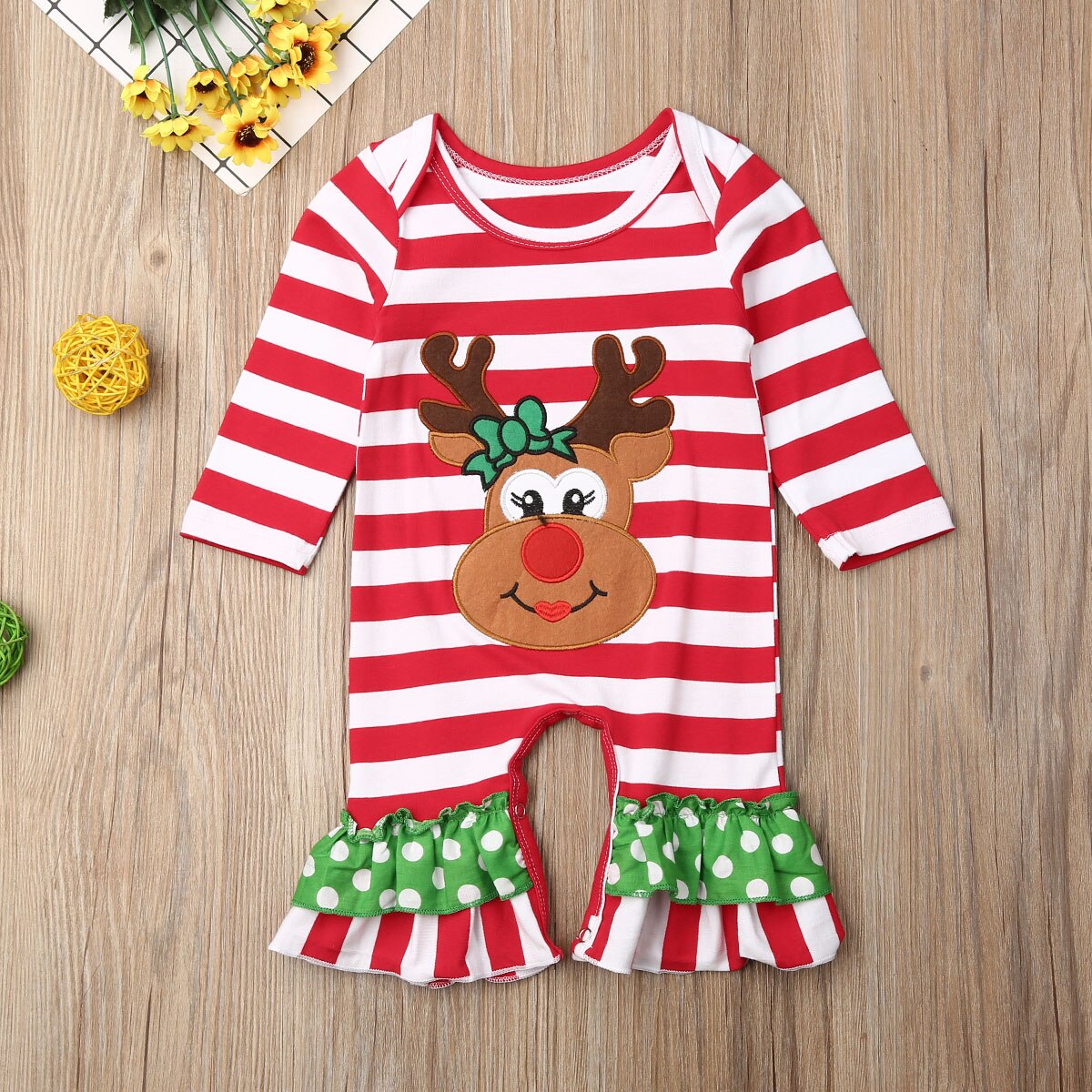 Peuter Baby Jongens Meisjes Kerst Romper Lange Mouwen Gestreepte Jumpsuit Pasgeboren Baby Herfst Kleren Outfit 0-18M Ropa de Bebe: Rood / 18m