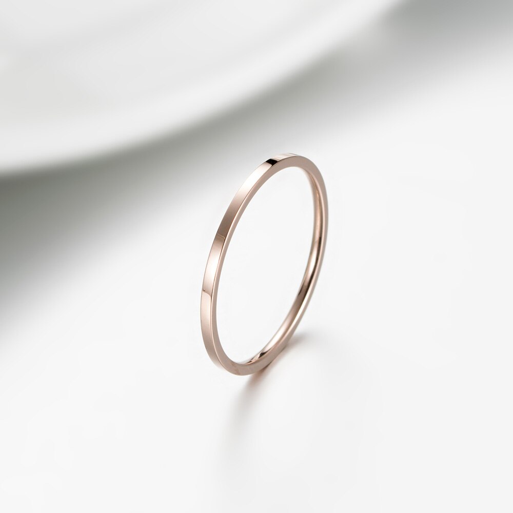 Eenvoudige dunne smalle titanium ring roségoud/zilverkleurige ringen voor vrouwen trouwring geometrische staartring sieraden