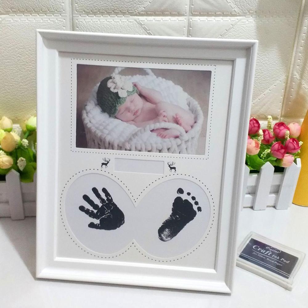 Baby Fotolijst Handafdruk Footprint Opdruk Kit Pasgeboren Hand Stempelkussen Fotolijst Baby Voetafdruk Baby Souvenirs Verjaardagscadeautjes