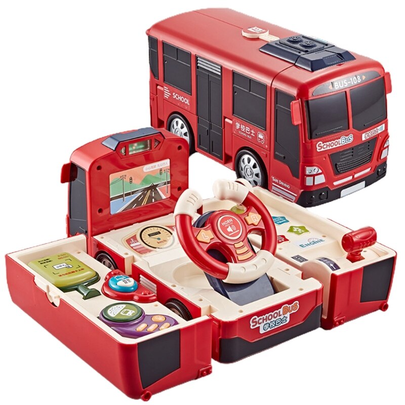 Children Bus Toy Copilot Steering Wheel Puzzle Baby Developing Educational Toy