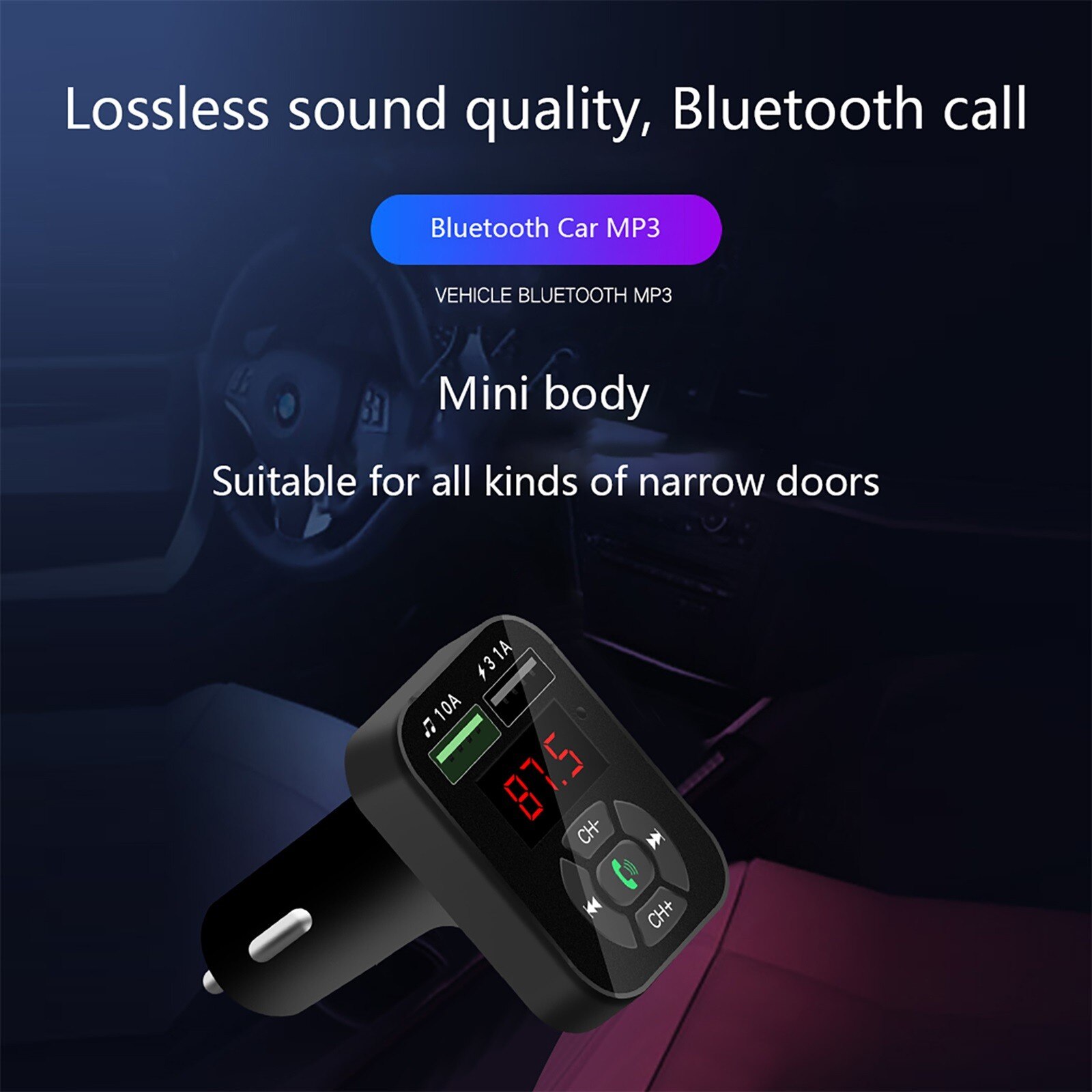 In Car Bluetooth FM Transmitter Radio MP3 Wireless Adapter Car Cigarette Lighter Adapter Chargers Wireless In-Car Bluetooth Kit