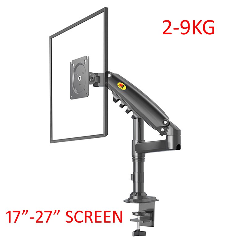 NB H80 17&quot;-27&quot; Gas spring monitor Desktop stand 2-9kg with column Flexi tv table Mount 360 rotate support Lcd bracket clamp hole: H80 BLACK