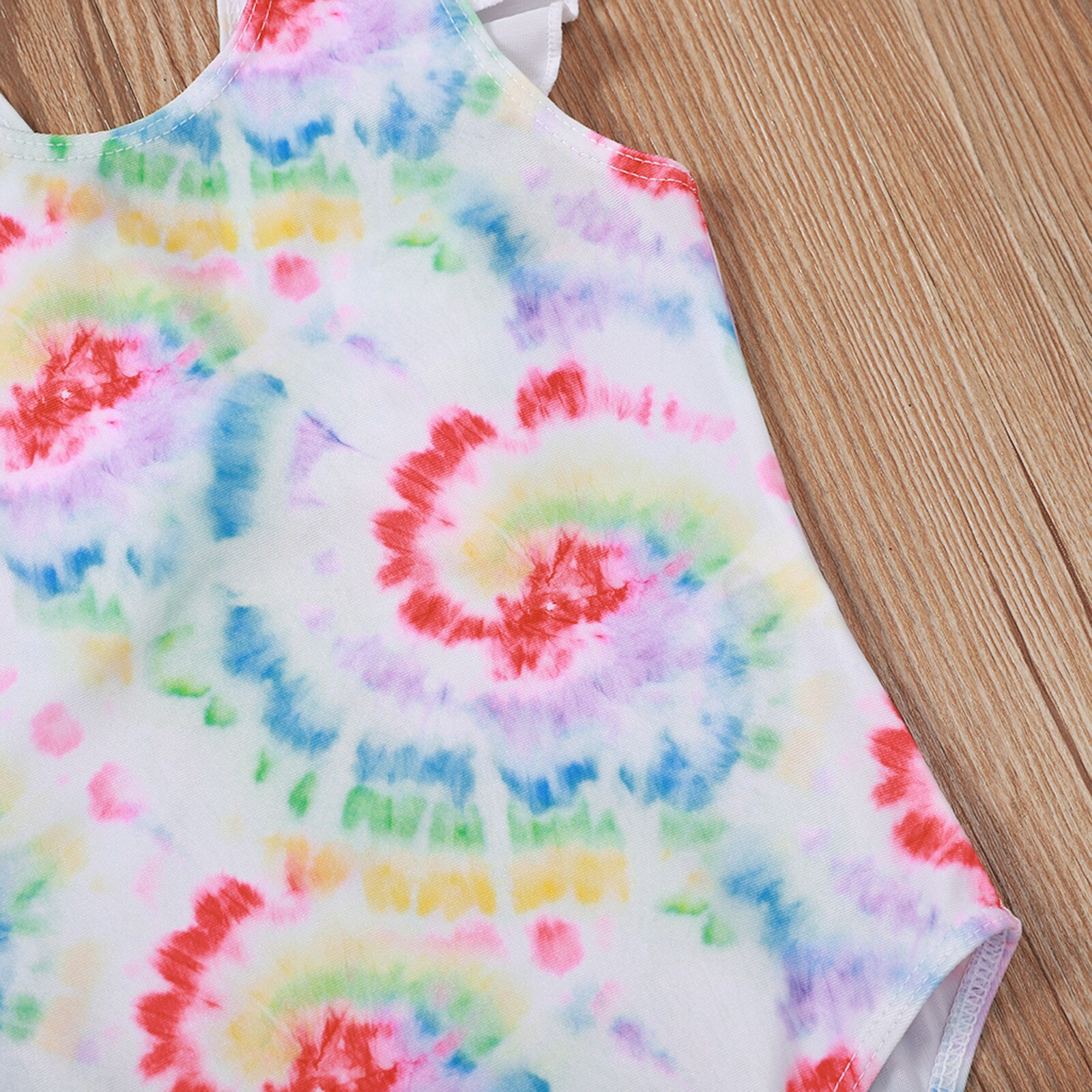 Kids Girl Swimsuit One-Piece Children Swimwear Tie-Dye Bikini One-Piece Swimwear Summer Swimming Suit Ruffle sea Clothes