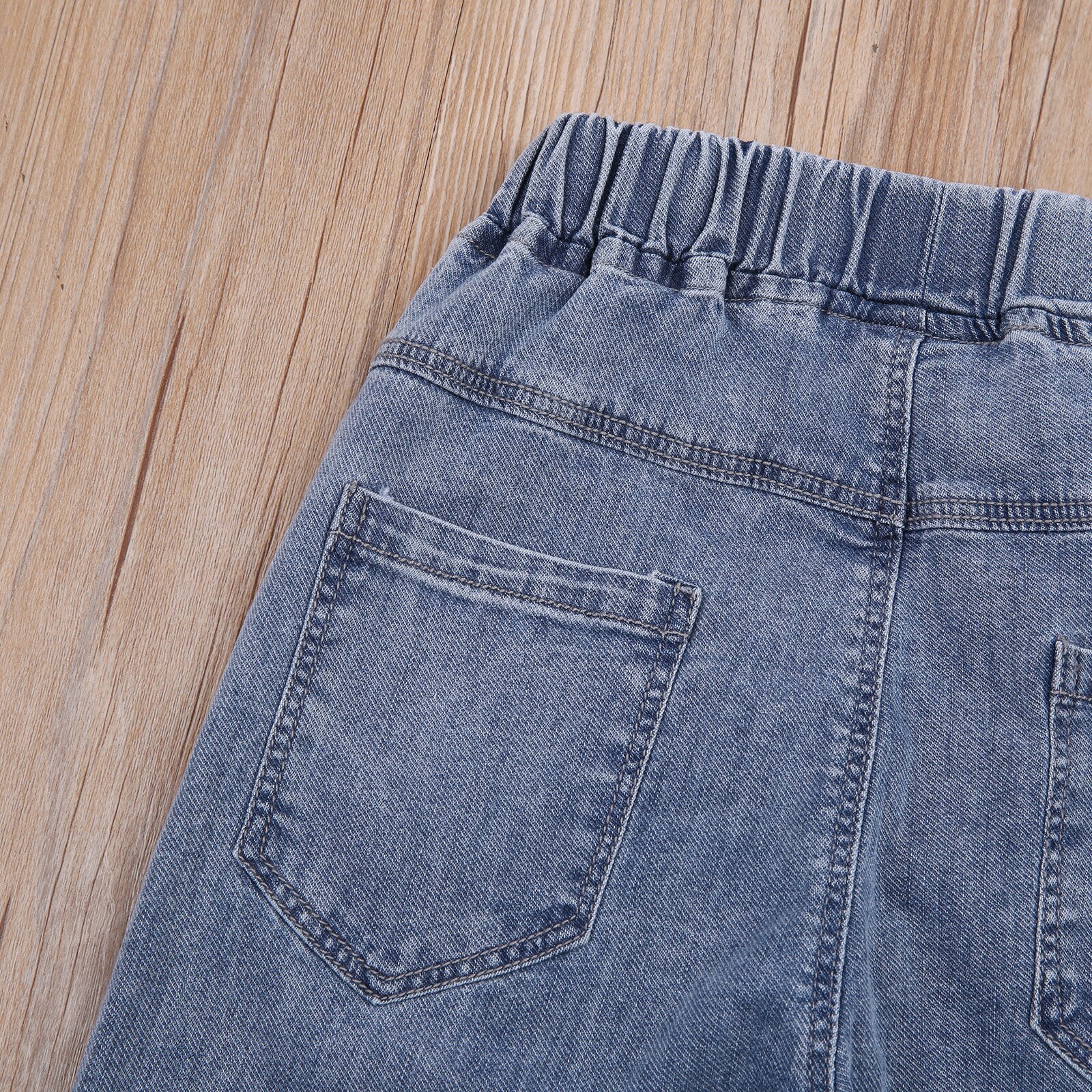 Collectie Baby Meisje Elastische Denim Broek Kleurrijke Knop Decoratie Lange Broek Casual Losse Pocket Kleding