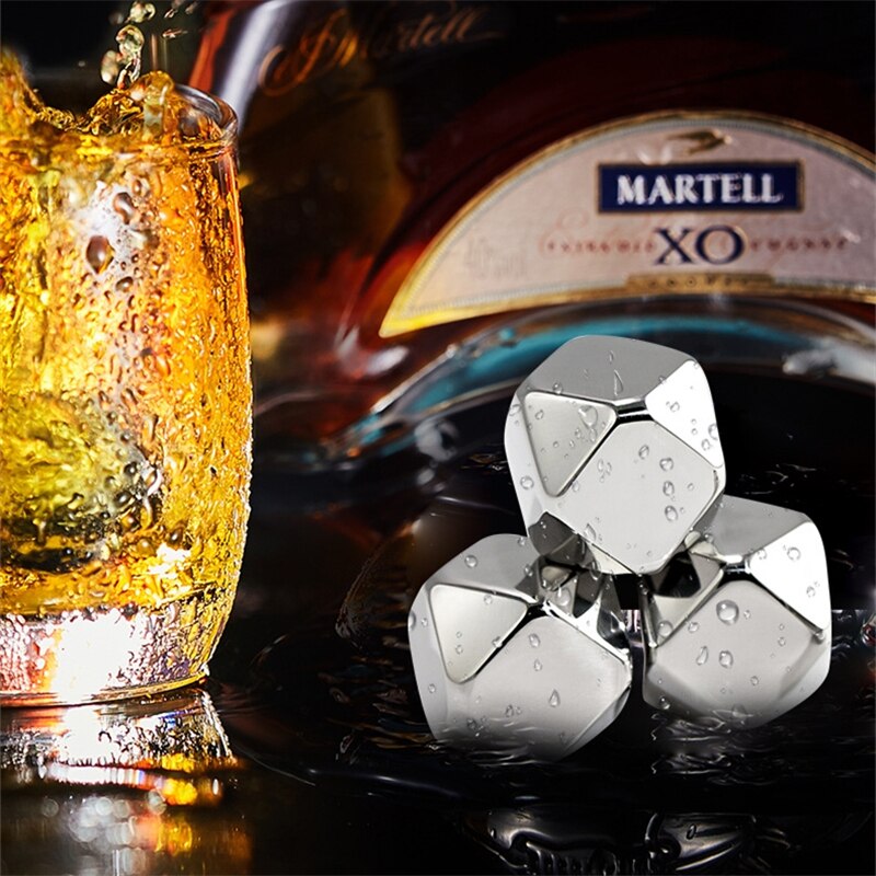 stainless steel Reusable Golden Whiskey Stones Chilling Rocks whisky cooler whiskey ice bucket champagne beer cooler Ice Cubes