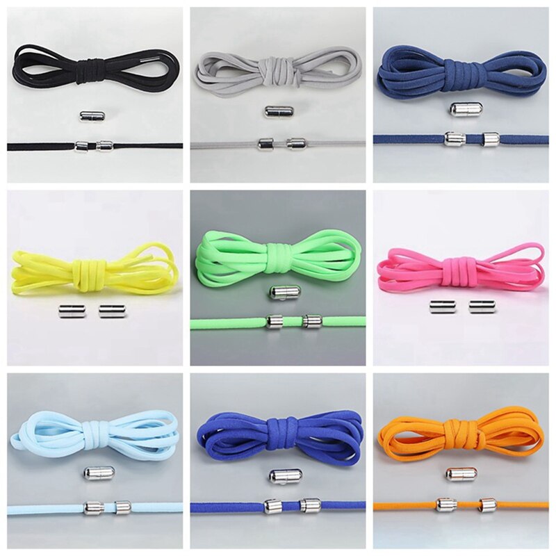 Elastische veters zonder strik, halve cirkelvormige veters voor kinderen en volwassenen, sneakers, snelle, luie veters met metalen slot, veters