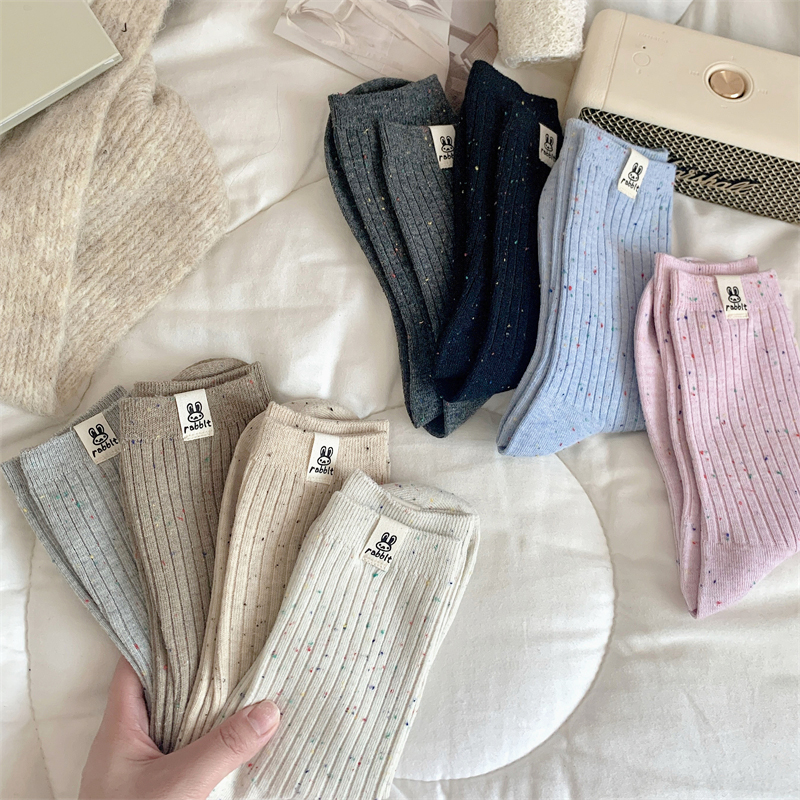 Calcetines de estilo coreano para mujer, medias informales, transpirables, con puntos, de dibujos animados, cálidos, cómodos y suaves, novedad