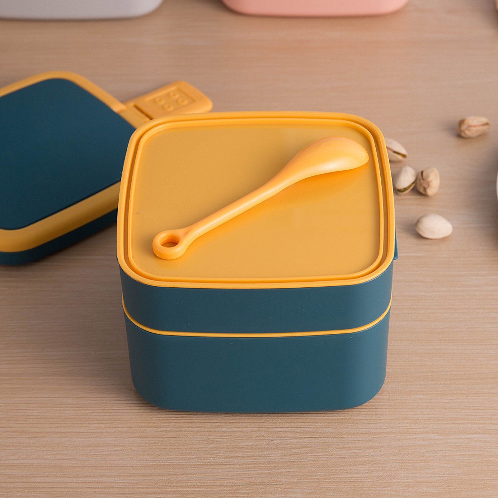 45 # Bento Box Japanse Stijl Voor Kinderen Student Voedsel Container Tarwe Stro Materiaal Lekvrije Vierkante Lunchbox met Compartiment