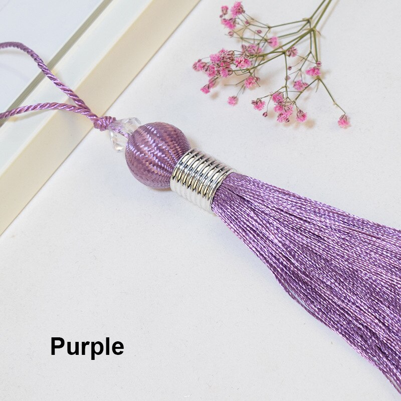 Pompon boule avec corde suspendue 10cm, 2 pièces/lot, garniture pompon à coudre en soie, décoration clé pour rideau, décoration de la maison: Purple