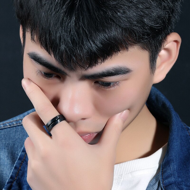 Nueva , anillo negro de Punk Rock, anillo de acero inoxidable para hombre moderno, joyería de boda