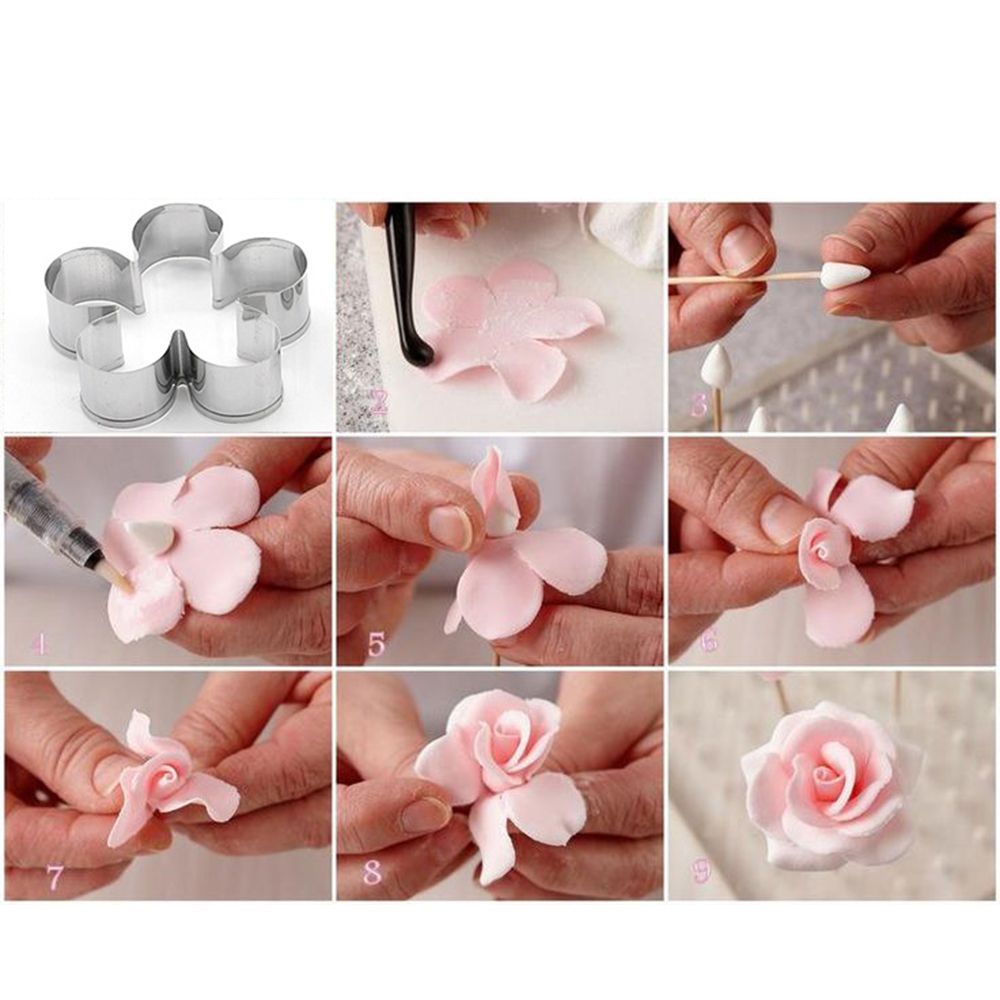 3 unids/set de acero inoxidable pétalo de rosa DIY molde para galletas cortadora de molde Fondant molde de decoración molde para galletas y tartas