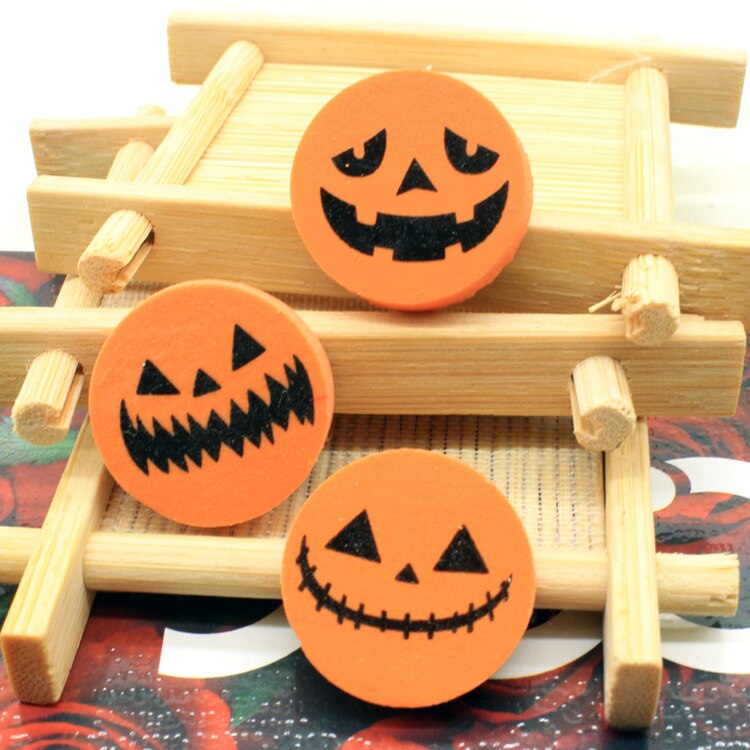 Halloween mini viskelærsett lite gresskar gummi viskelærsett 3 stk/sett