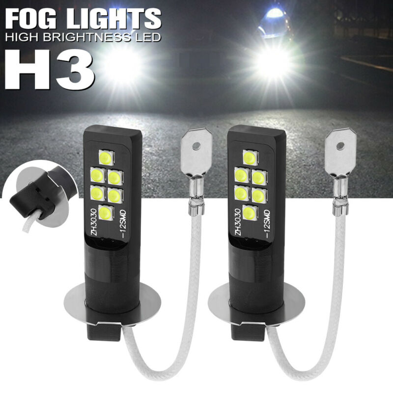 2Pcs H3 Led Lamp 3030 Smd 6000K Witte Auto Mistlamp Hoge Heldere Drl rijden Lamp