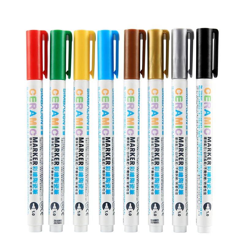 Simbalion 8 Colors Ceramic Marker Painted Ceramic Pigment Marker Pen DIY Series Ceramic Color Pen