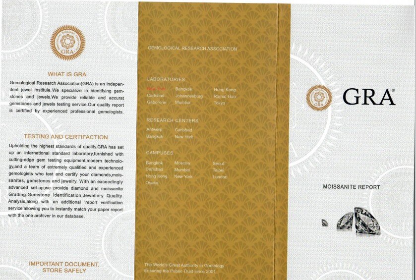 The GRA certificate of moissanite with the fastest shippment EMS