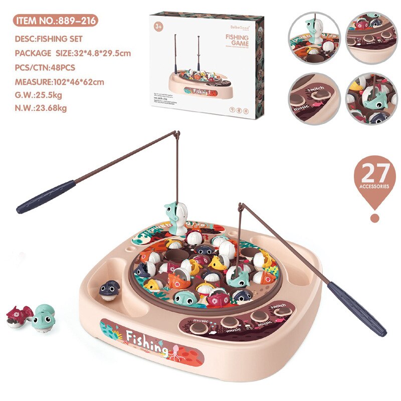 freundlicher Angeln Spielzeug Elektrische Musikalische Rotierenden Magnetischen Angeln Spiel Simulation Spielen Haus Junge Mädchen Spielzeug Spiel für 2 Jahre freundlicher: 24 Fisch -Rosa